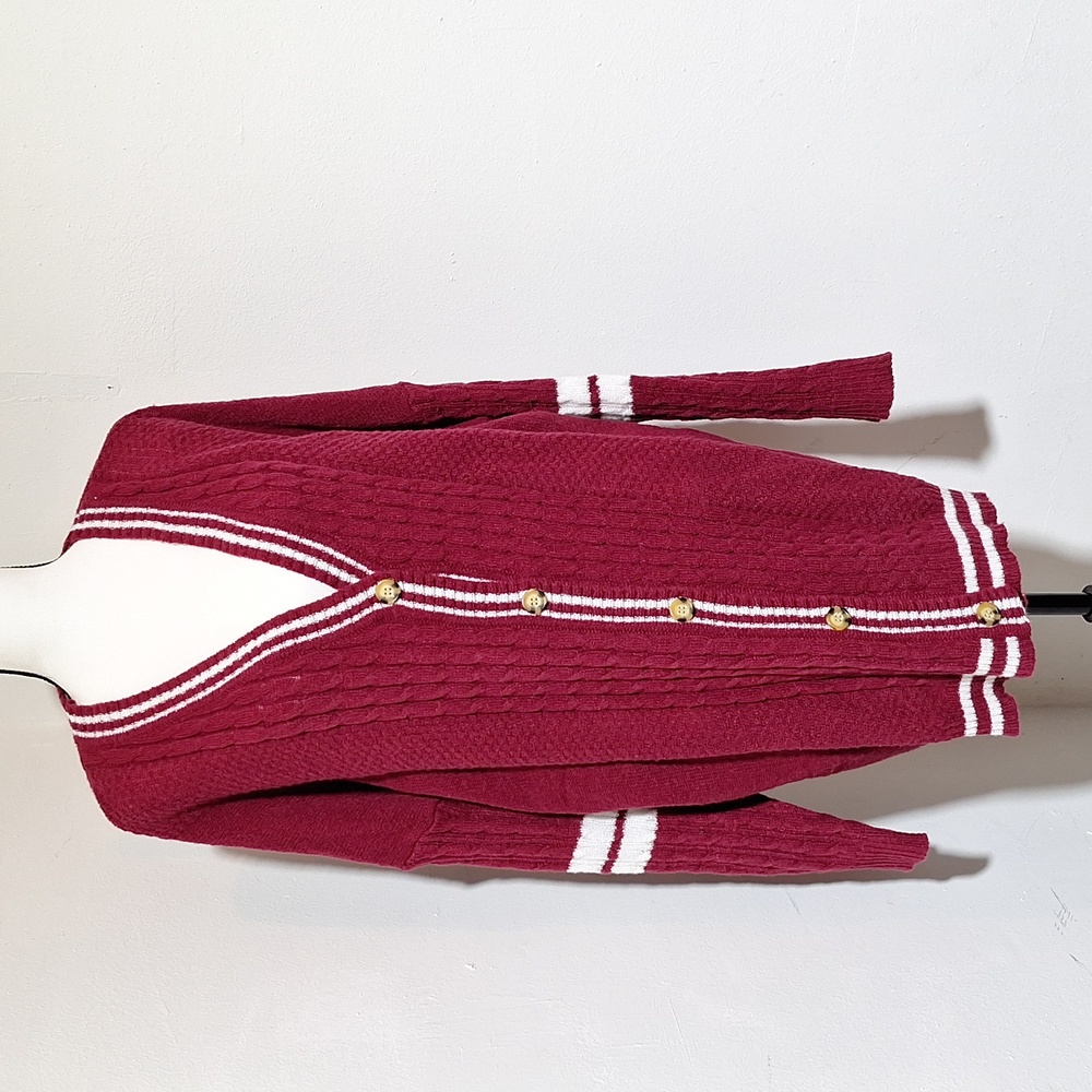 Rue 21 Maroon and White Button Front Sweater Size 4X